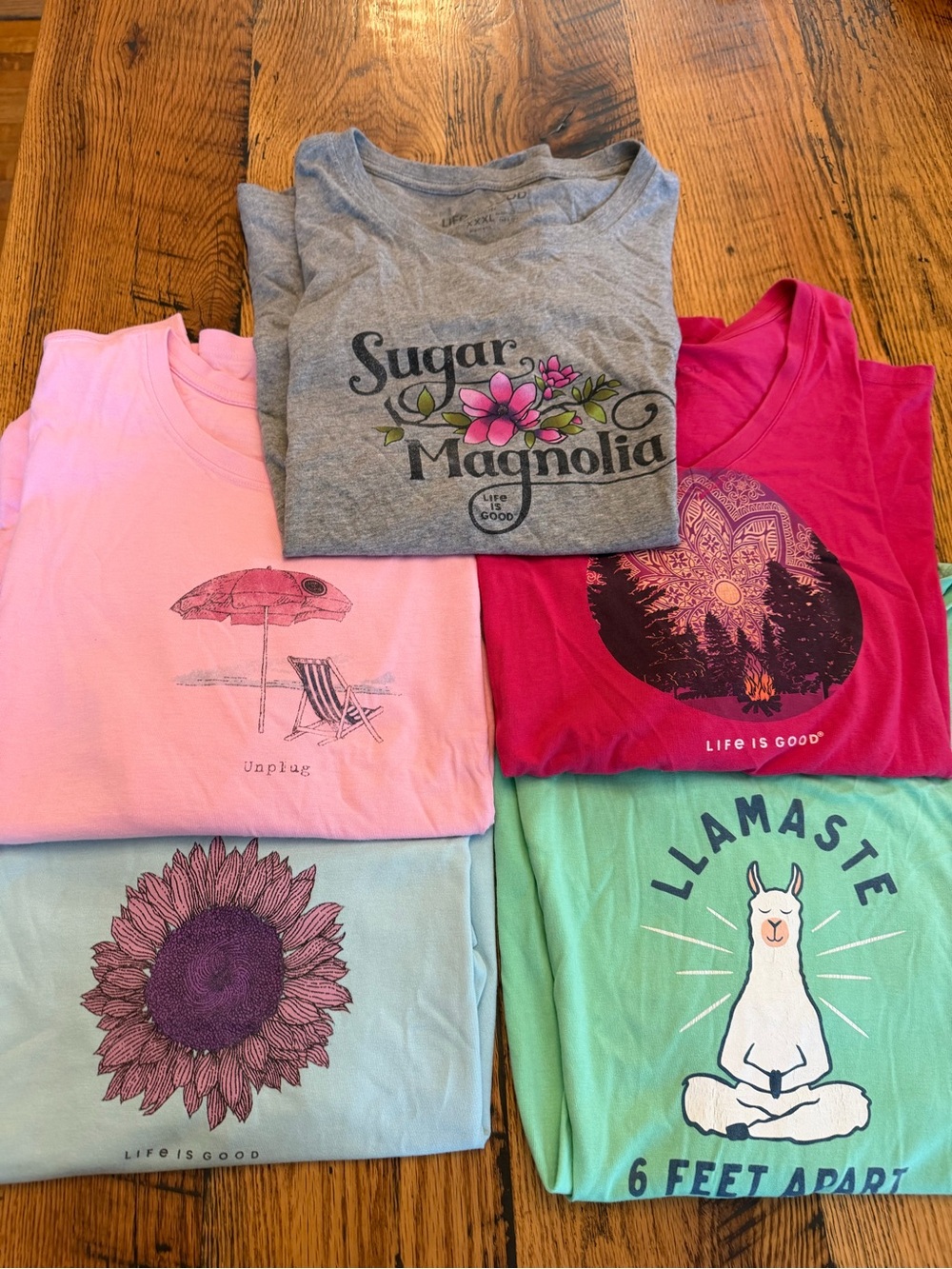 Life is Good 3X XXXL Crusher T Shirts Lot Of 5 Multicolored Summer Vacation